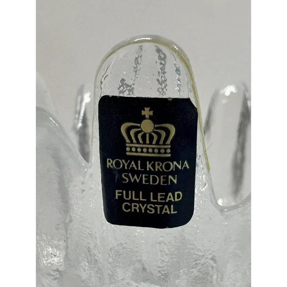Vintage Sweden Royal Krona Candle Holder Crystal Rustic Ice Style Bengt Edenfalk